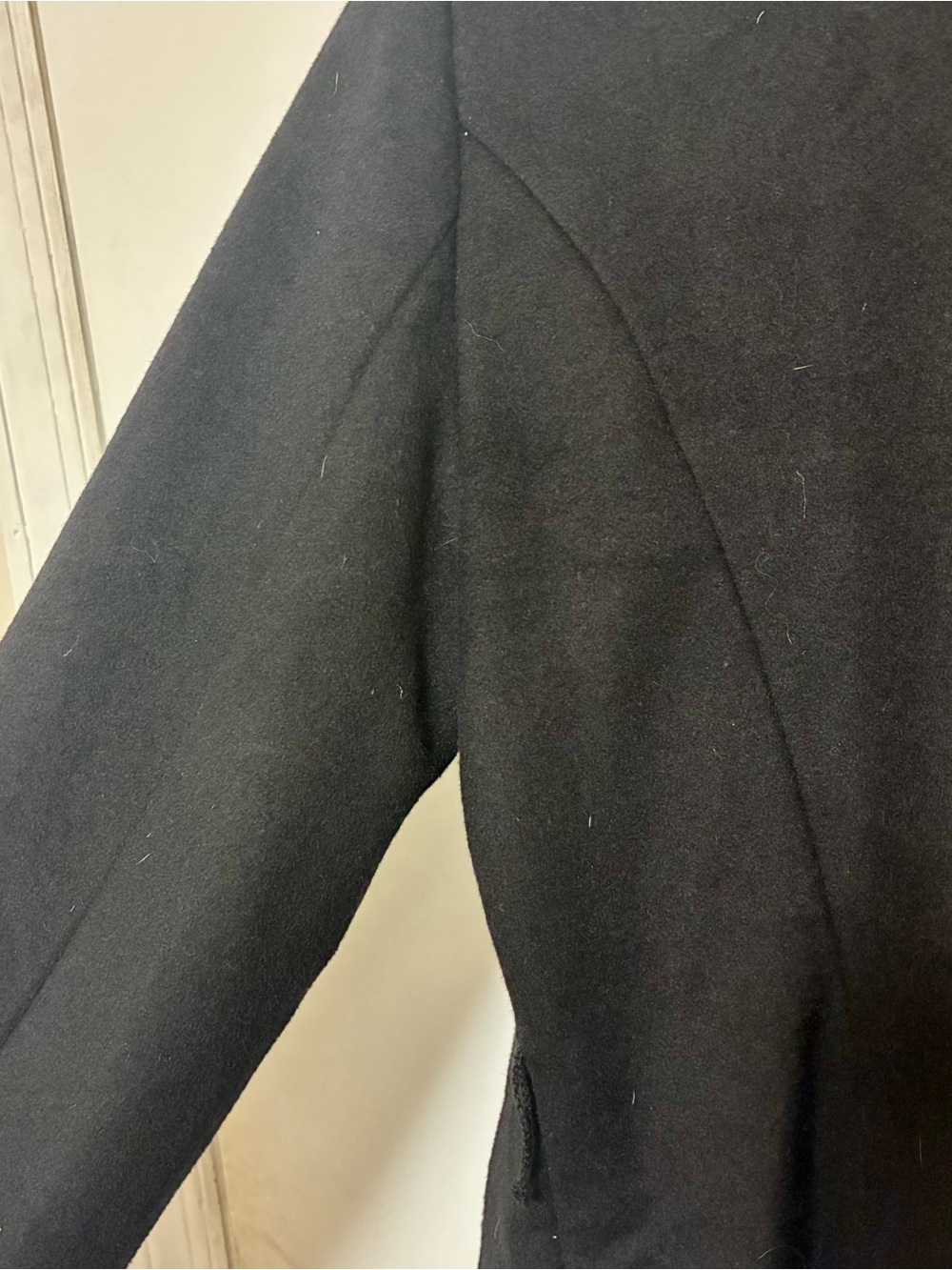 NWT White House Black Market Black Shawl Collar Wool-Blend Wrap Coat w belt - Picture 5 of 10